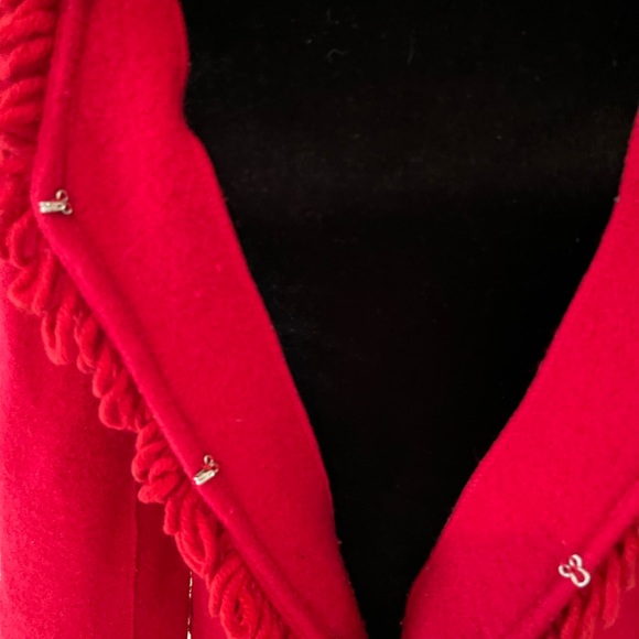 LISA INTERNATIONAL VINTAGE BOILED WOOD RED CARDIGAN SWEATER SIZE SMALL - Picture 9 of 10